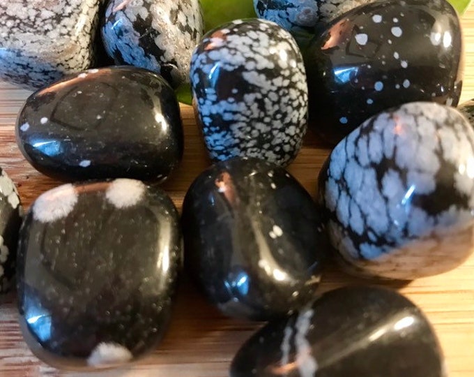 Tumbled Snowflake Obsidian Stones Set with Gift Bag and Note