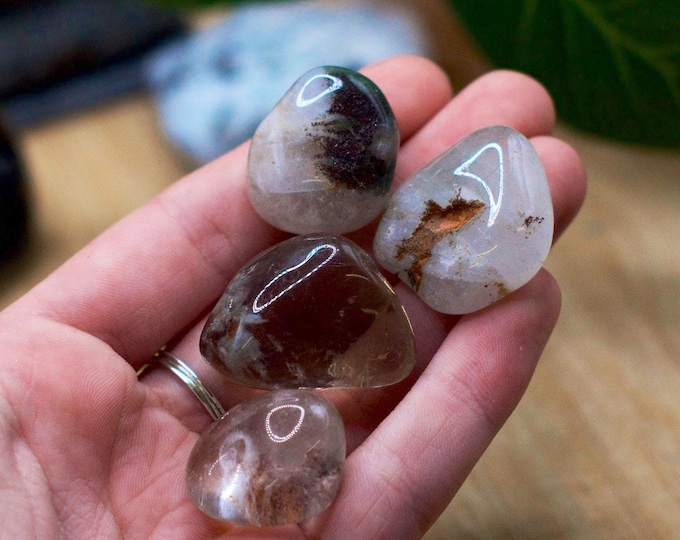 Quartz with Cholite Phantoms Tumbled stones