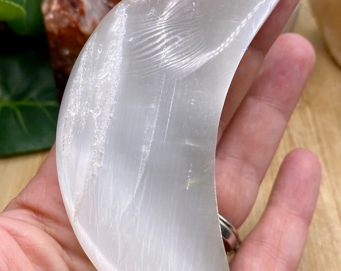 Puffy Selenite moon crystal satin spar gypsum
