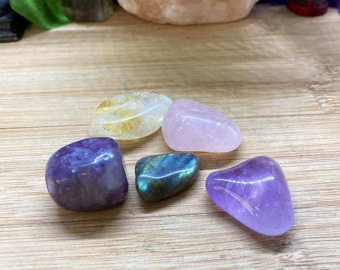 Addiction healing crystal tumbled stone gift bag