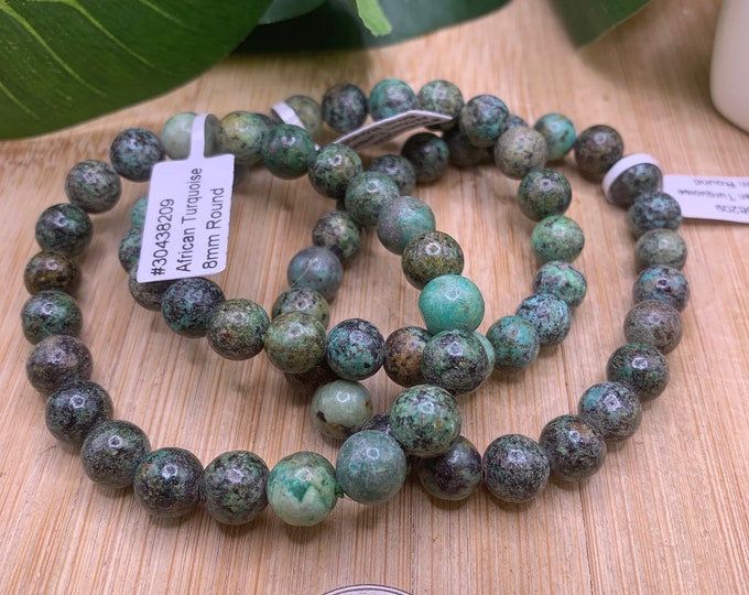 8mm African Turquoise Bead Bracelet SME24 RB