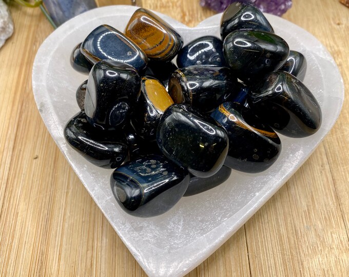 Tumbled Blue Tigers Eye Stones Set with Gift Bag