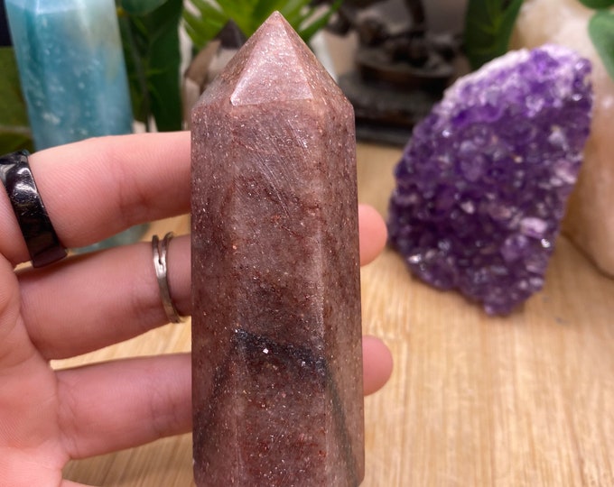 Strawberry Quartz point tower obelisk MSQT8 Flat 16