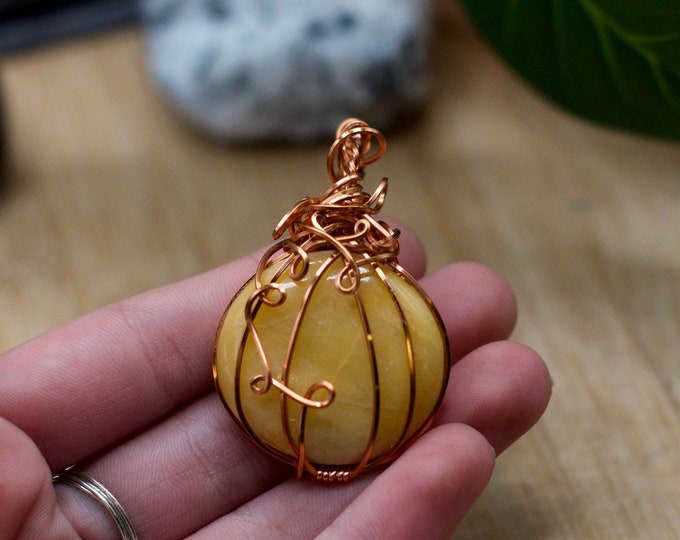 Yellow Jasper Pumpkin Pendant MSAVJ2 Flat 4