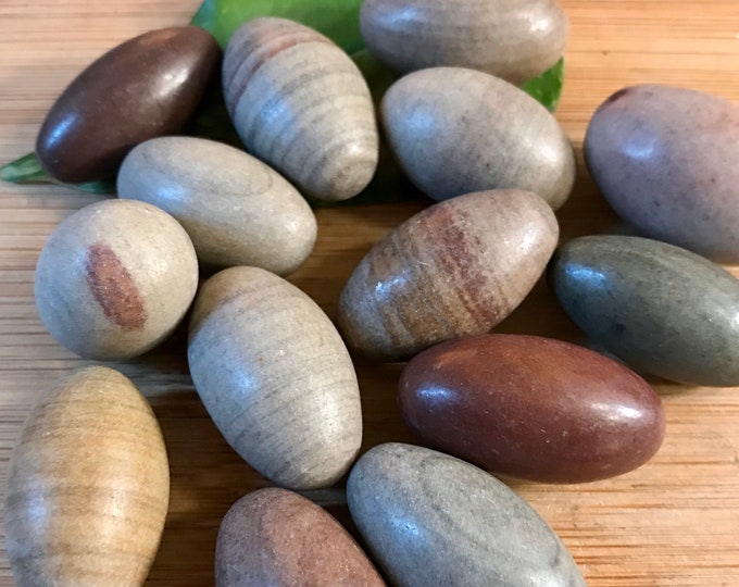 Shiva Lingam Egg Stones Set with Gift Bag and Note tumbled