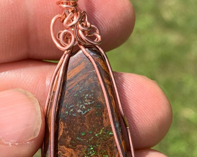 Amazing Austrailian Boulder Opal Pendant wrapped in Copper BOCP01 SME24