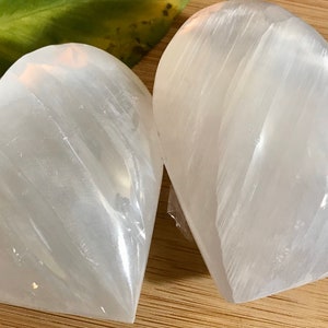 Carved Selenite heart satin spar gypsum