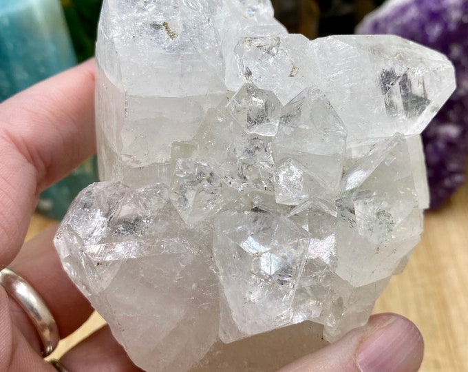 Gorgeous Raw Apophyllite and Stillbite geode crystal cluster APOP30
