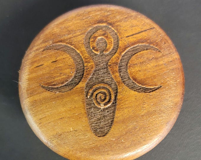 Wooden Herb Grinder mortar pestle sheesham wood Moon Goddess 2 in