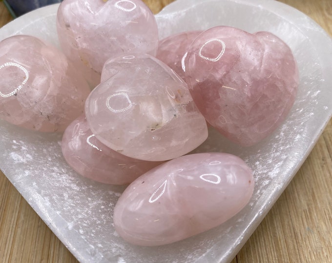 Large Rose Quartz hearts Tumbled Stone Gift Bag