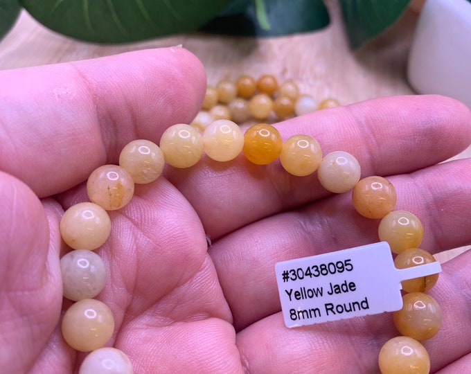 8mm Yellow Jade Bead Bracelet SME24 RB