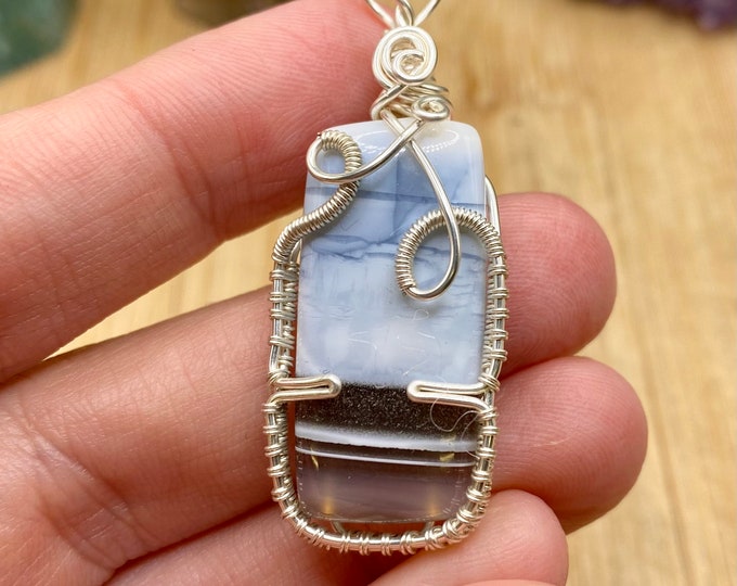 Blue Opal Crystal wire wrapped Pendant  BLOP10 SME24