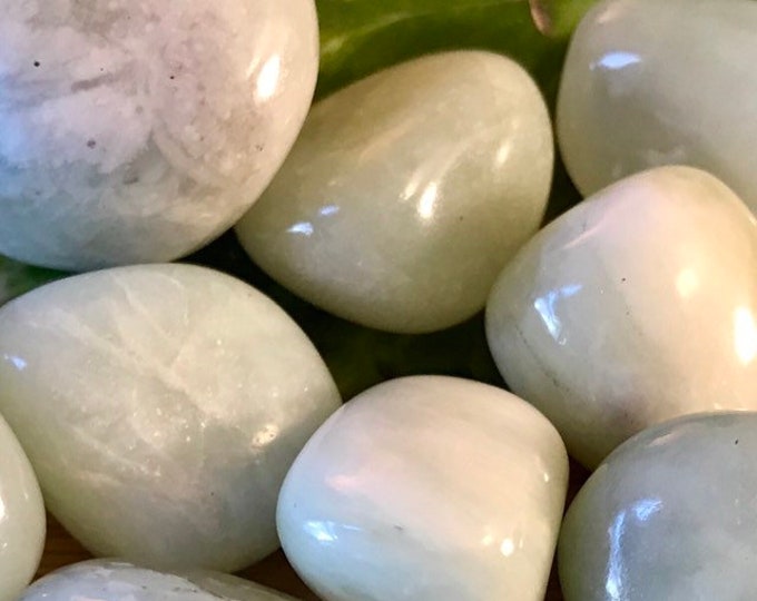 Tumbled Green China Jade Stone with Gift Bag and Note