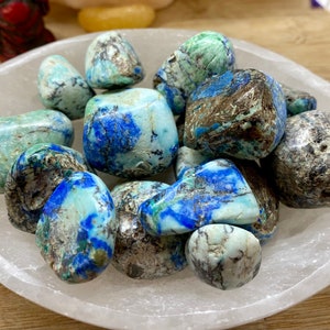 Premium Tumbled Azurite and Malachite crystal pocket stones SME24