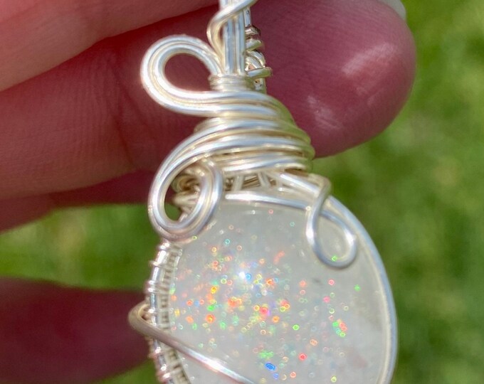 Sterling Opal Crystal wire wrapped Pendant  SLOP10