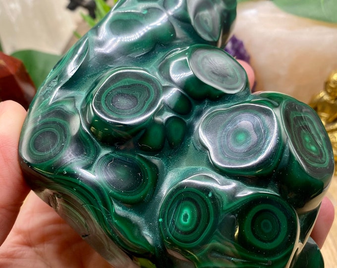 Polished malachite specimen geode crystal MAL4