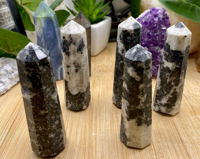 Tourmalinated Quartz tower point obelisk