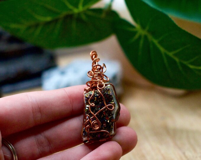 Natural Titanium Amethyst wire wrapped pendant necklace MSAVJ3 SME24