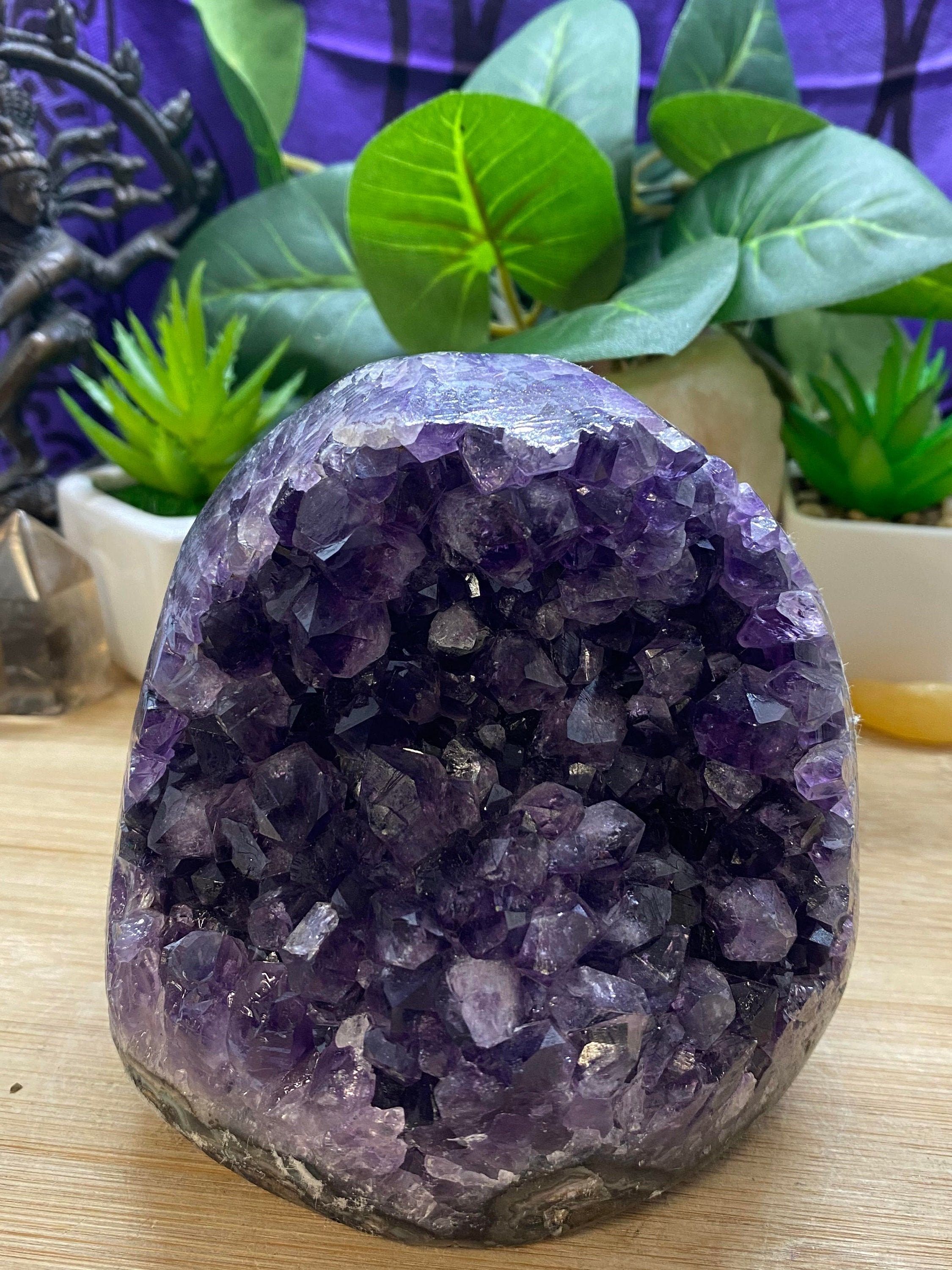 Polished Amethyst from Brazil crystal cluster geode MAM14