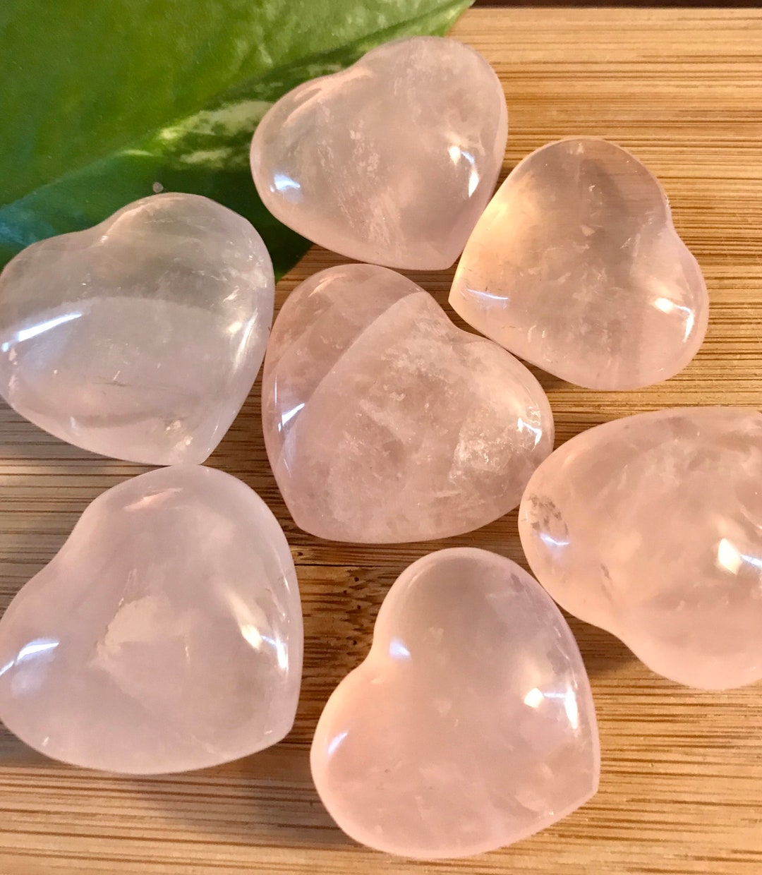 Corazones de cuarzo rosa Bolsa de regalo de piedra caída - Etsy España