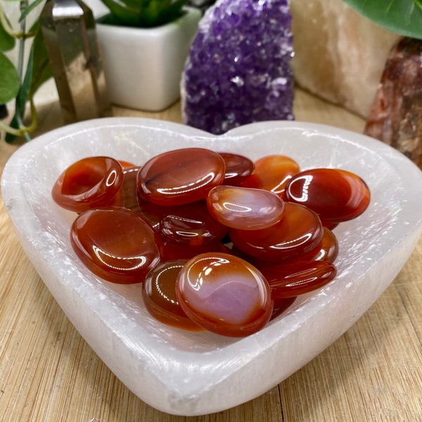 Polished Carnelian coin stones - great for crafting or jewelry making