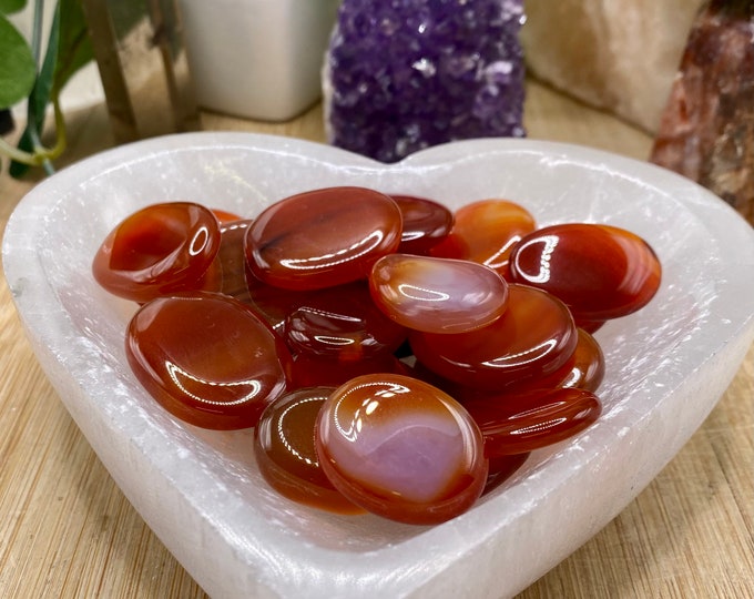 Polished Carnelian coin stones - great for crafting or jewelry making