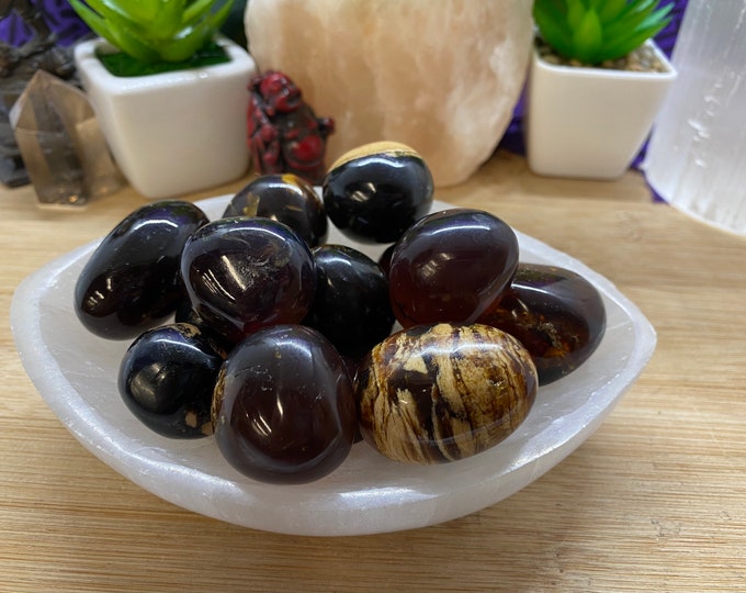 Premium Tumbled Zebra Amber hand polished Stones