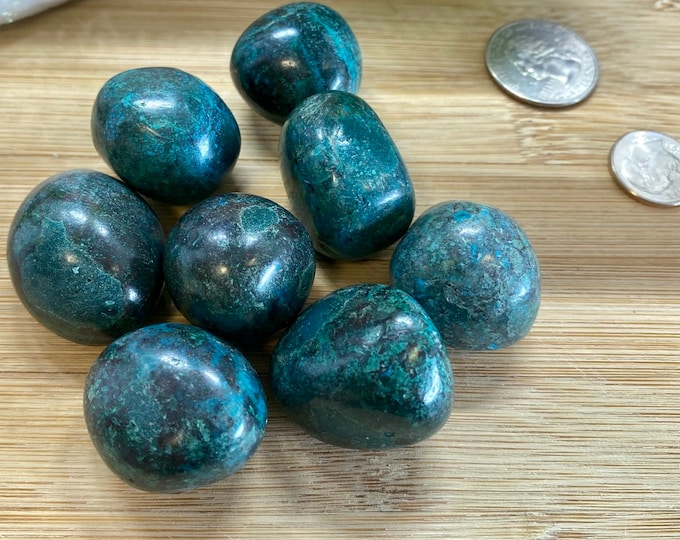 Tumbled Chrysocolla Stones Gift Bag