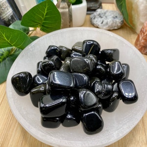 Premium Trommelstein Golden Sheen Obsidian mit Geschenktasche SME24