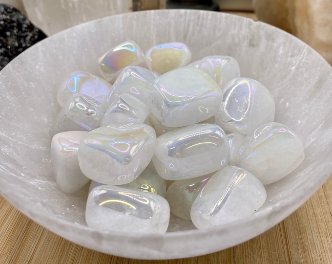 Premium Tumbled Angel Aura Clear Quartz stones crystals