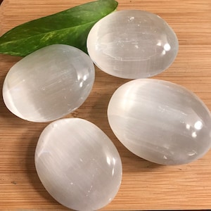 Selenite palm stones polished tumbled soap satin spar gypsum SME24