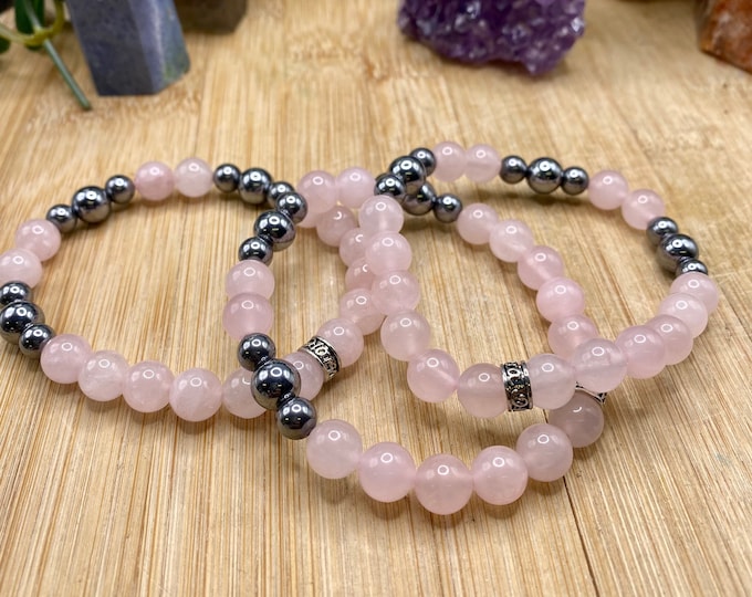 Rose Quartz and Terahertz Healing Bead Bracelet