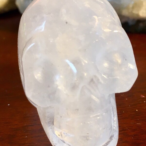 Duidelijke Quartz Crystal Skull geode kop E180841