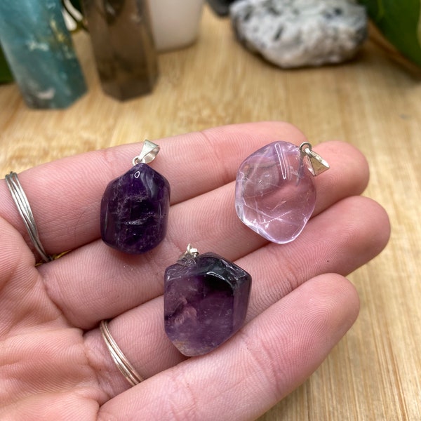 Natural Amethyst pendant necklace JS