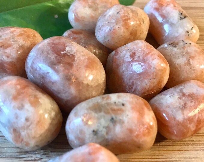 Premium Tumbled Sunstone Stones Set with Gift Bag and Note