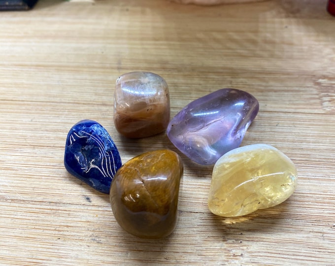 5 Elements tumbled  stone set crystals