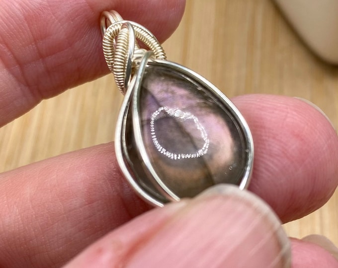 Purple Labradorite wire wrapped pendant PURLAB25