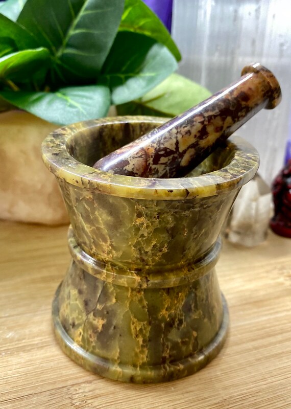 Classic Soapstone Mortar and pestle crystal sculpture geode Etsy
