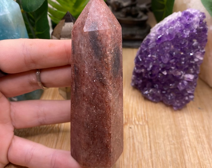 Strawberry Quartz point tower obelisk MSQT9 Flat 16