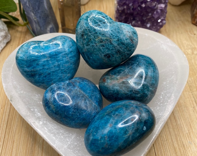 Blue Apatite hearts Tumbled Stone Gift Bag