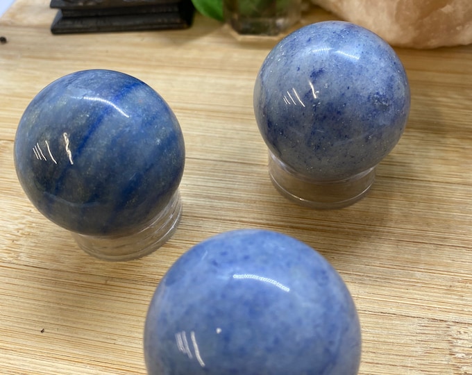 Blue Aventurine 40mm Sphere crystal ball  orb geode Shelf 8