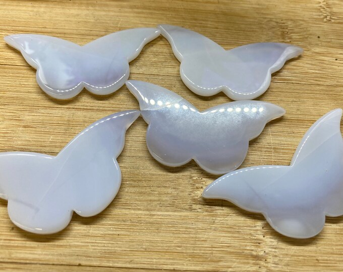 Large Blue Chalcedony butterfly  sculpture crystal