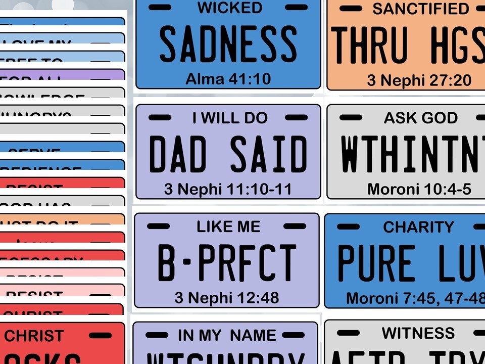 2024 Book of Mormon Doctrinal Mastery License Plates Printable Seminary ...