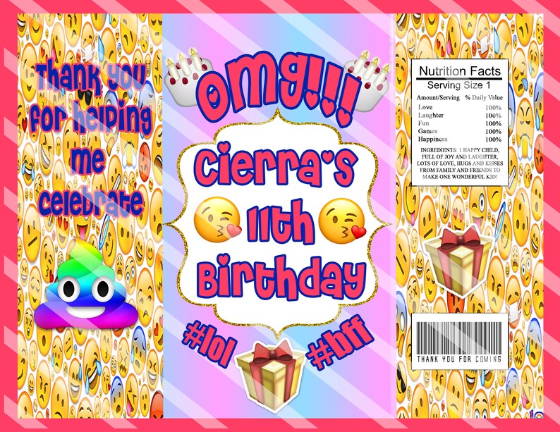 Emoji Personalized Chip Bag Printable Chip Bag Etsy
