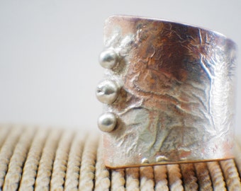 Sphera, Copper ring with flooded silver, adjustable copper ring, organik mechanik