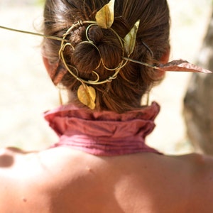 Barete para el cabello, tocado de festival, barrete de cabeza de hoja de latón, accesorio para el cabello, accesorio para el cabello de la hoja, 100% latón y cobre imagen 1