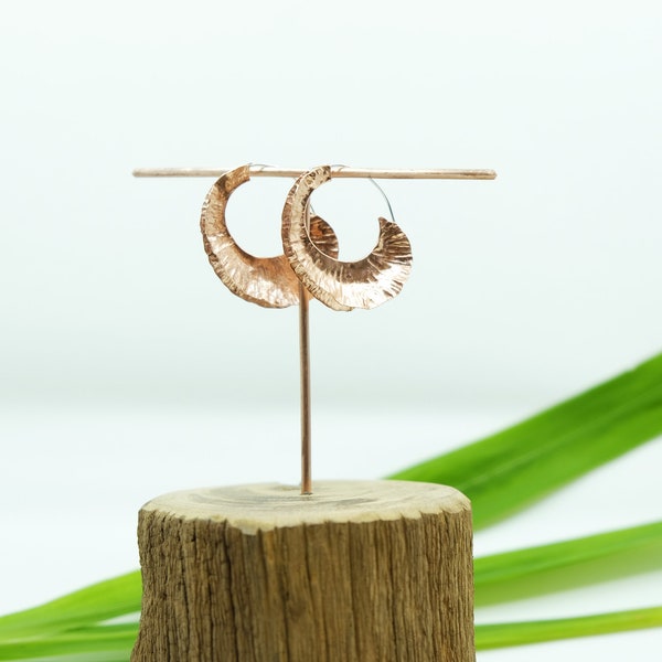 Formatur parva, Fold formed copper earrings, copper hoop earrings, hand forged earrings, organik mechanik