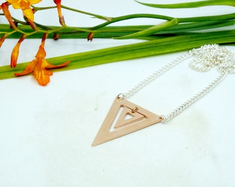 Triangulum Necklace Copper, Copper triangle necklace, minimalist necklace, organik mechanik