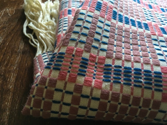 Swedish hand-woven vintage cloth＊【新品同様】 Vintage Swedish Hand Woven Wool Munkabälte Textile // Wool