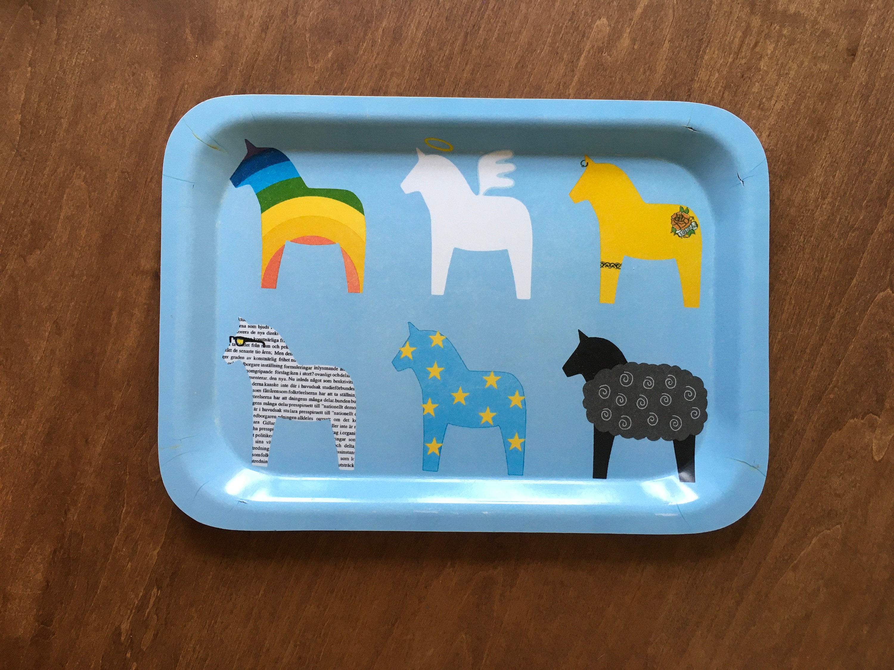 Ikea Sweden Stolle Dala Horse Trays // Dala Horse Print // | Etsy Ireland